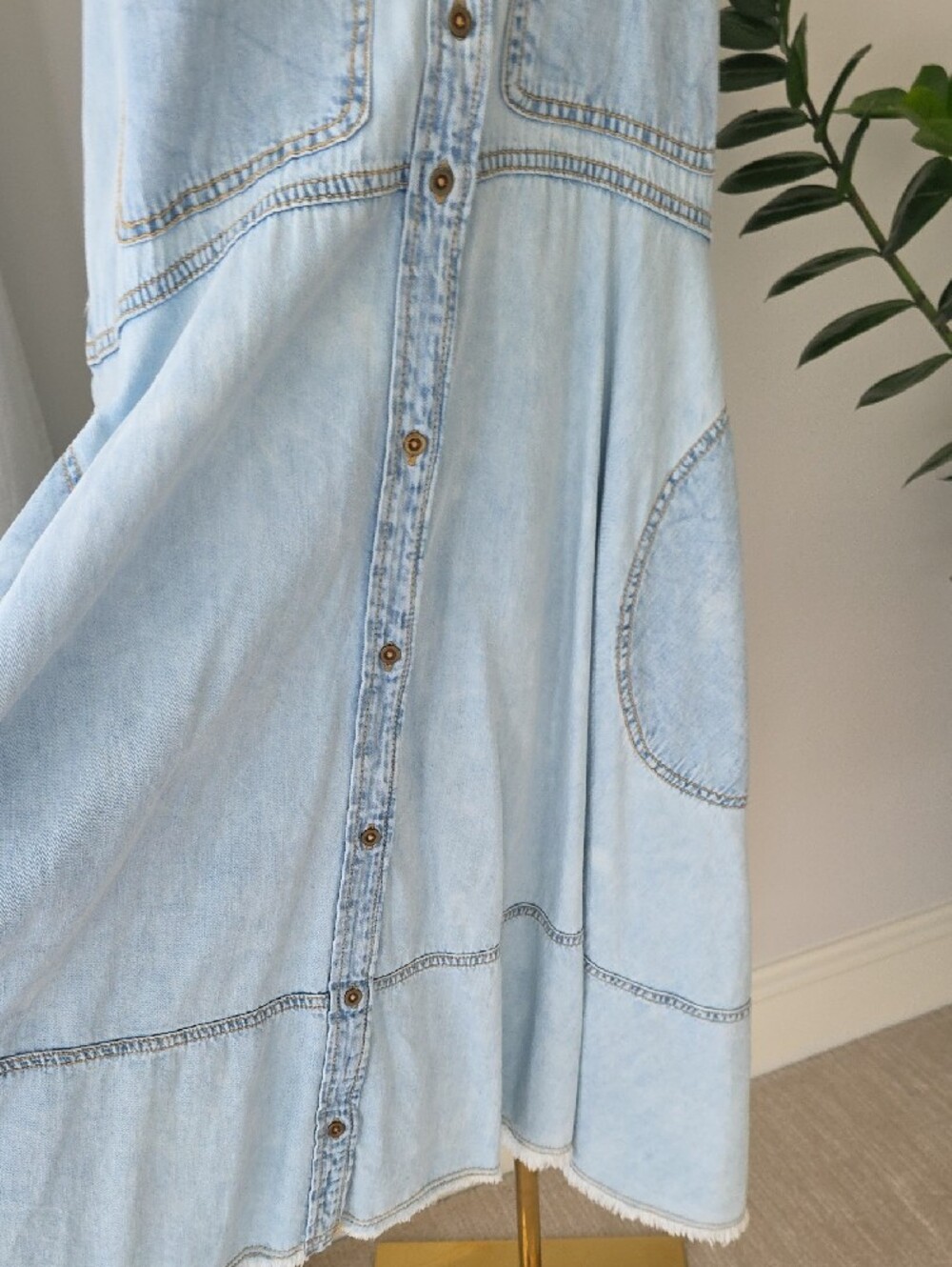 Anthropologie Sleeveless Light Wash Denim Dress - Light Blue - Picture 5 of 11